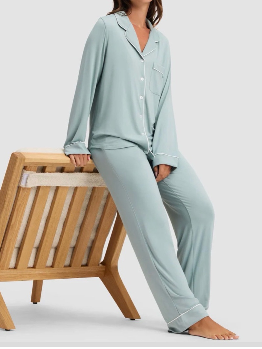 Cozy Earth Bamboo Stretch-Knit
Long Sleeve Pajama Set Size XS Green